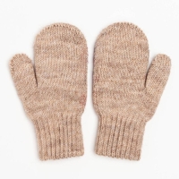 Новый год. Варежки двойные детские, цвет бежевый/пингвин, размер 12 (3-6 лет)