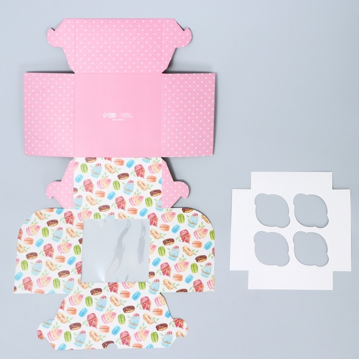 Коробка для капкейка, кондитерская упаковка, 4 ячейки «Сладости», 16 х 16 х 10 см Коробка для капкейка, кондитерская упаковка, 4 ячейки «Сладости», 16 х 16 х 10 см