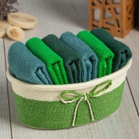 Набор махровых декоративных салфеток Этель, 30х30см-6шт, цвет зелёный, 100% хлопок Набор махровых декоративных салфеток Этель, 30х30см-6шт, цвет зелёный, 100% хлопок