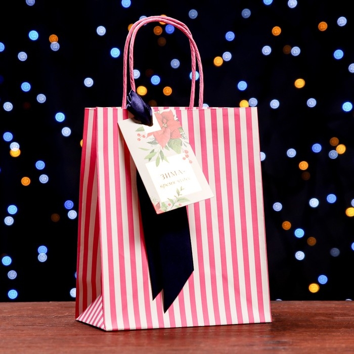 Новый год. Пакет подарочный крафтовый Новый год. Пакет подарочный крафтовый "Зима время чудес" 18 х 22,3 х 10 см