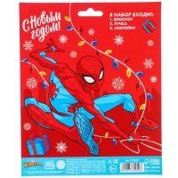 Канцелярский набор "С новым годом", блокнот А6, ручка, наклейки, Человек-Паук