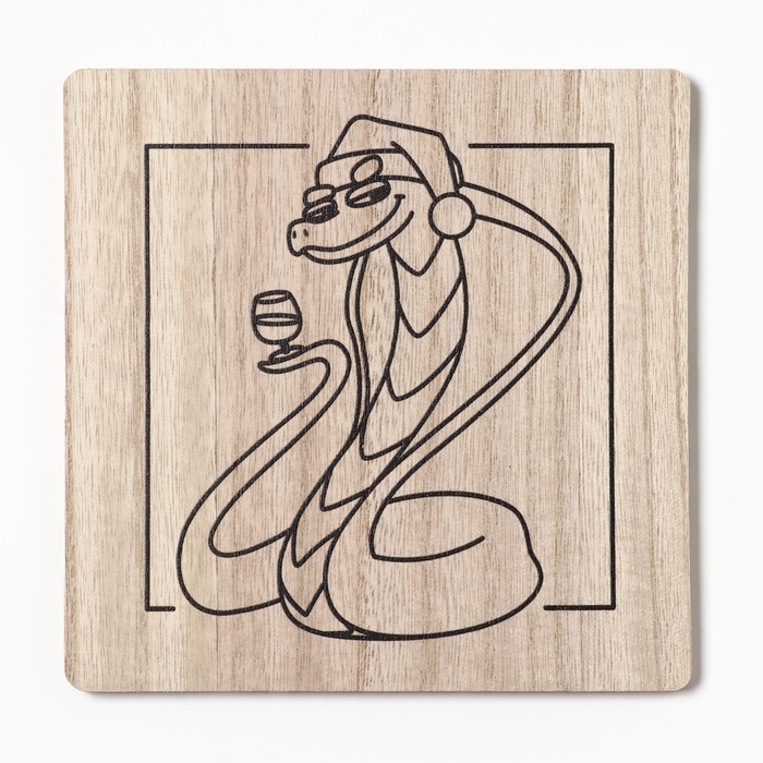 Новый год. Символ года. Змея. Набор кухонный Змея с бокалом: подставка 15*15 см, прихватка 17*17см