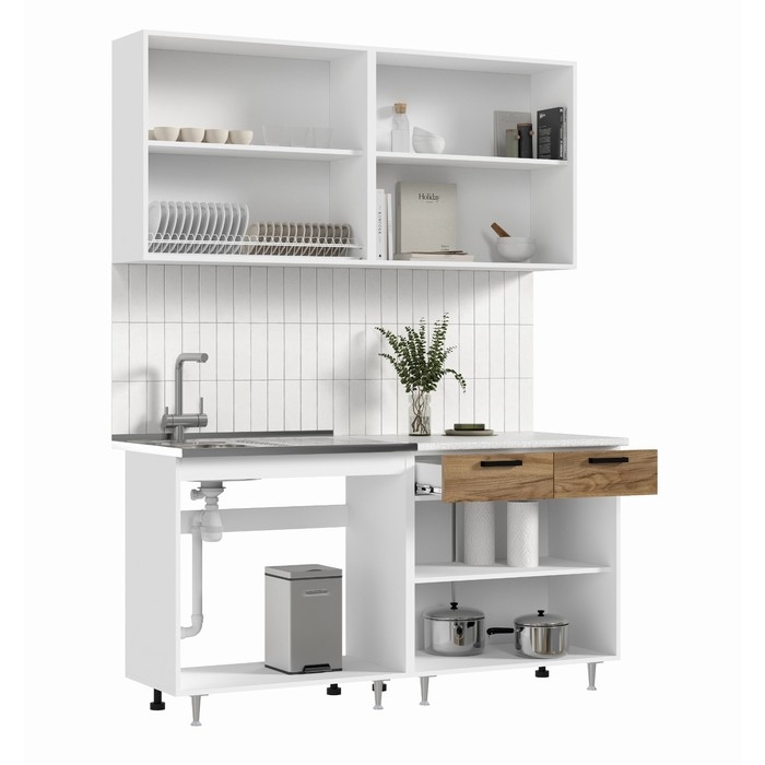 Кухня Рио NEW 1,6м, Дуб Крафт/Антарес столешница Кухня Рио NEW 1,6м, Дуб Крафт/Антарес столешница