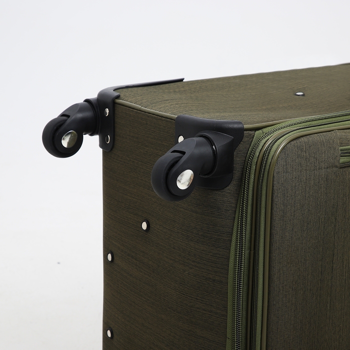 Чемодан большой 95 л (L), отдел на молнии, с расширением, кодовый замок, 4 колеса, наружный карман, цвет хаки