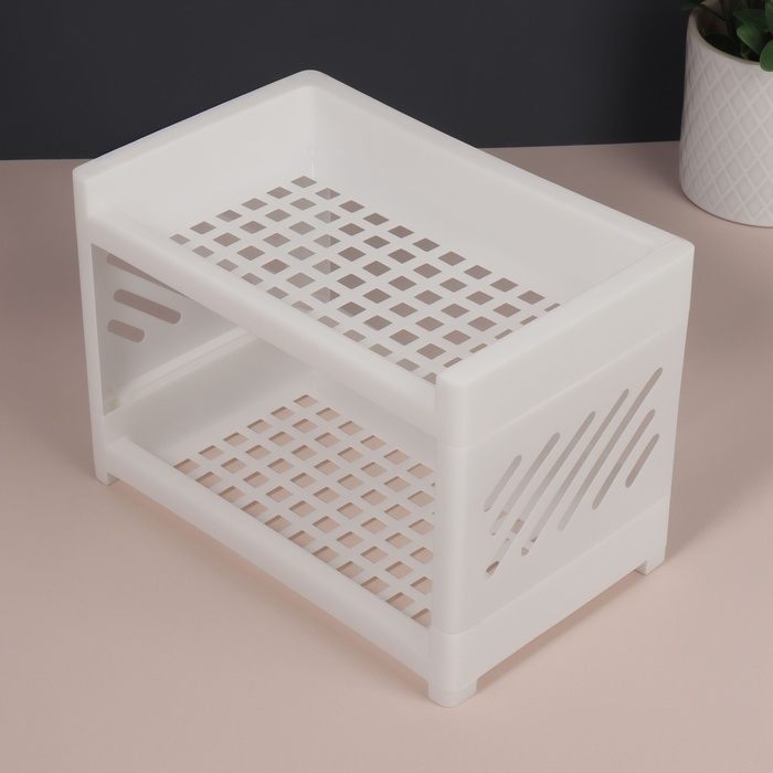 Органайзер для хранения, 2 секции, 24,2 &times; 15 &times; 16,7 см, цвет белый