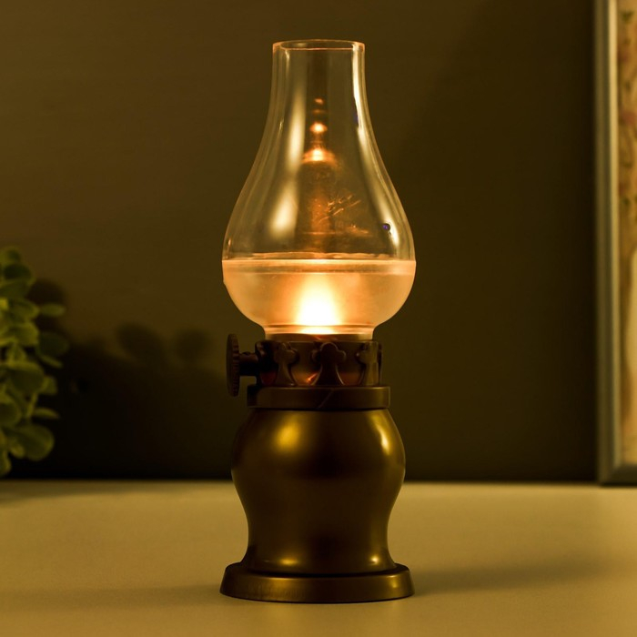 Ночник Ночник "Керосиновая лампа" свеча LED от батареек АА 7х7х20,5 см RISALUX