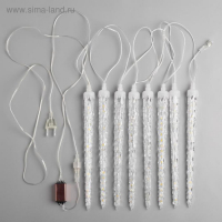 Гирлянда &laquo;Сосульки рифленые&raquo; 2.5 &times; 0.3 м, IP65, прозрачная нить, 192 LED, свечение зелёное с эффектом стекания, 12 В