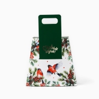 Коробка новогодняя складная с ручками &laquo;Снегири&raquo; 23 х 8 х 32 см, Новый год