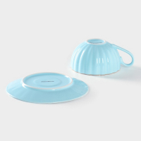 Чайная пара фарфоровая Доляна &laquo;Вивьен&raquo;, 2 предмета: чашка 200 мл, блюдце d=15 см, цвет голубой