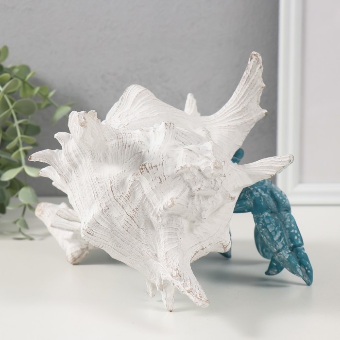 Сувенир полистоун "Коралловый риф. Краб в ракушке" 23,5х23,5х17,8 см