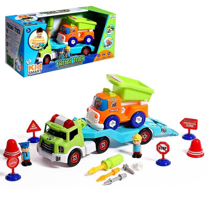 Конструктор винтовой &laquo;Эвакуатор с машинкой&raquo;, с отвёрткой и насадкой + знаки