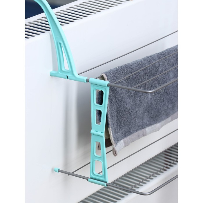 Сушилка для белья на радиатор, 2 яруса, 65&times;23,5&times;36 см, цвет серый