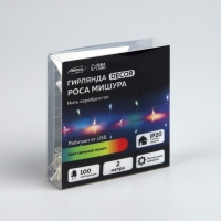 Гирлянда «Мишура» 2 м роса, IP20, серебристая нить, 100 LED, свечение мульти, USB Гирлянда «Мишура» 2 м роса, IP20, серебристая нить, 100 LED, свечение мульти, USB