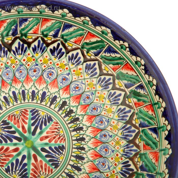 Ляган Риштанская Керамика Ляган Риштанская Керамика "Узоры", 33 см, синий, глубокий