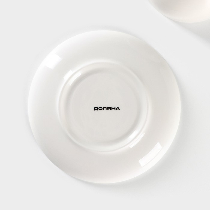 Чайная пара фарфоровая Доляна &laquo;Пташка&raquo;, 2 предмета: чашка 280 мл, блюдце d=15 см