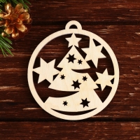 Ёлочные игрушки новогодние &laquo;Новый год: Круглые&raquo;, в деревянной коробке с гравировкой, 6 шт