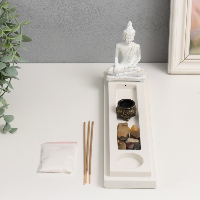 Подставка под благовония Подставка под благовония "Будда" песок+аромапалочка+камни 29х7х12,2 см