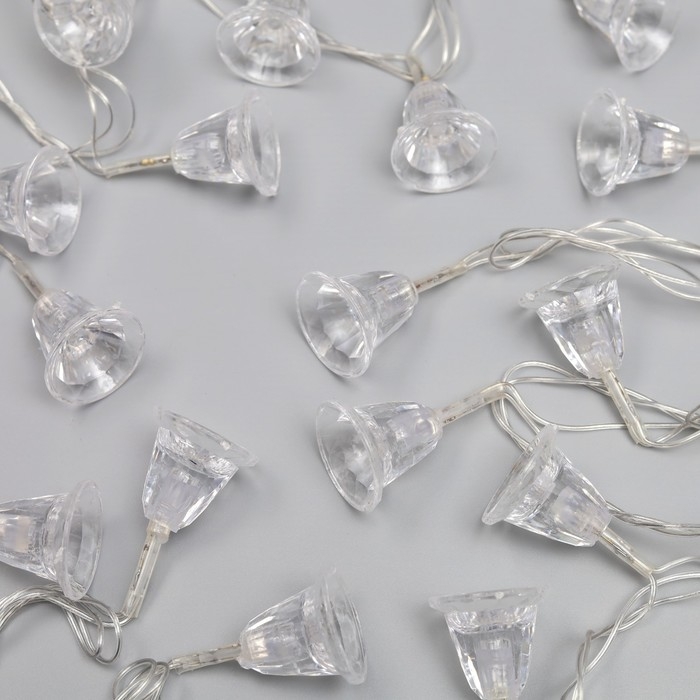 Гирлянда «Нить» 5 м с насадками «Колокольчики», IP20, прозрачная нить, 20 LED, свечение мульти (RG/RB), мигание, 220 В Гирлянда «Нить» 5 м с насадками «Колокольчики», IP20, прозрачная нить, 20 LED, свечение мульти (RG/RB), мигание, 220 В