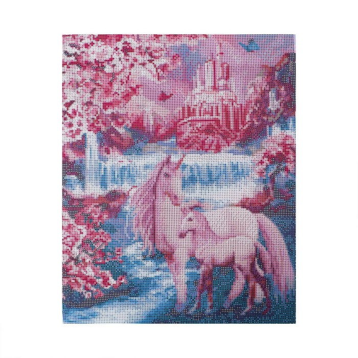 Алмазная мозаика с полным заполнением на подрамнике &laquo;Сказочные единороги&raquo;, 40 х 50 см