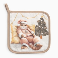 Новый год. Прихватка Этель "Уютных вечеров" саржа, 19х19см,100% хл,ватин 250г/м2