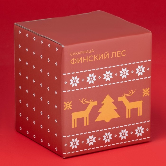 Сахарница новогодняя Доляна &laquo;Финский лес&raquo;, 350 мл, керамика, цвет белый
