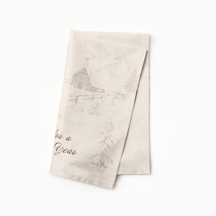 Новый год. Полотенце Этель "Снегири на ветках" 40х73 см, 100% хлопок, саржа 190 г/м2