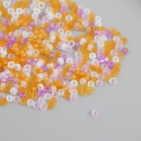 Бисер стекло  9/0 "Цилиндры. Меланж. Осень" полупрозрачный матовый 450 гр