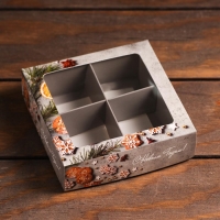 Коробка для конфет 4 шт "Пряный", 12,6 х 12,6 х 3,5 см Коробка для конфет 4 шт "Пряный", 12,6 х 12,6 х 3,5 см