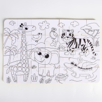 Мягкий пазл для малышей раскраска &laquo;Африка&raquo;, размер 50х33 см, 28 деталей, Крошка Я