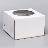 Коробка под торт, с окном, белая, 30 х 30 х 19 см Коробка под торт, с окном, белая, 30 х 30 х 19 см