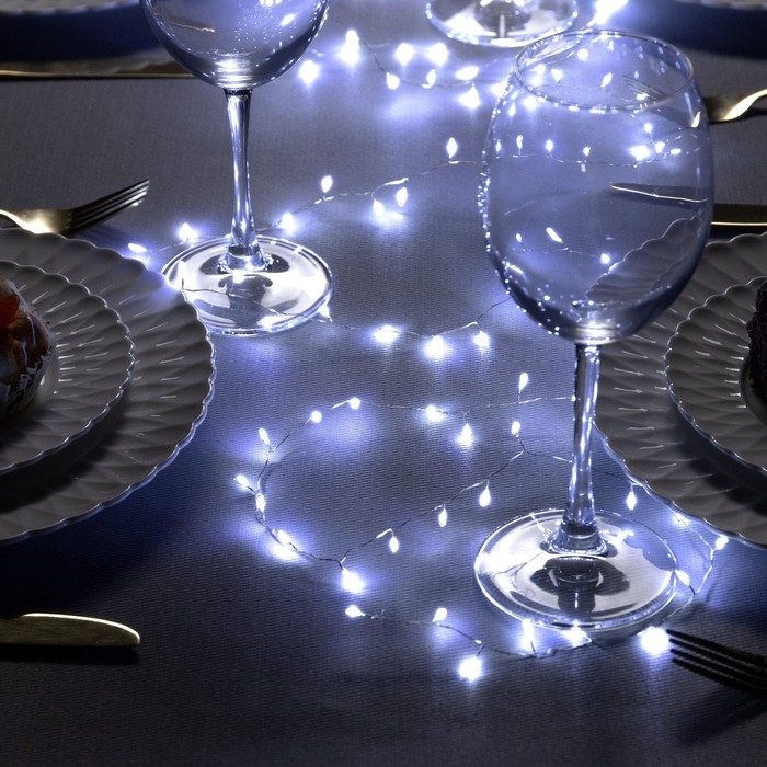 Гирлянда «Мишура» 2 м роса, IP20, серебристая нить, 100 LED, свечение белое, USB Гирлянда «Мишура» 2 м роса, IP20, серебристая нить, 100 LED, свечение белое, USB