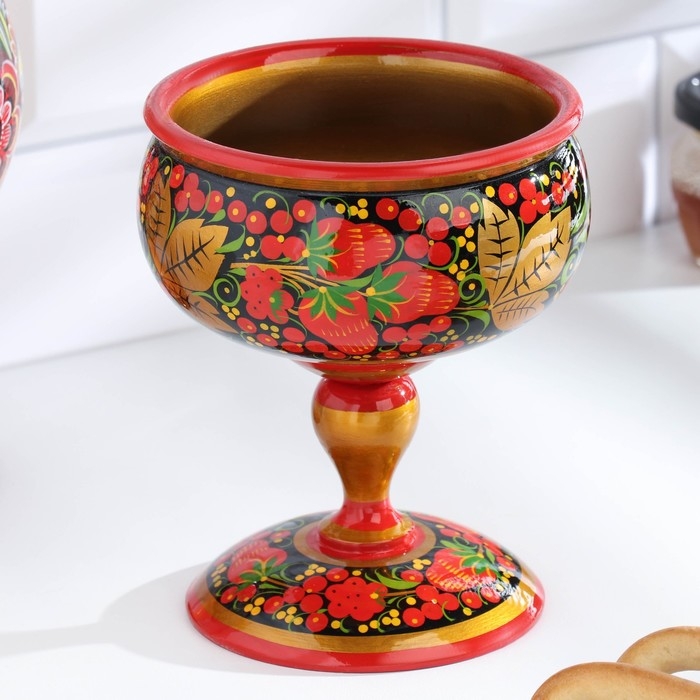 Фруктовница на ножке &laquo;Хохлома&raquo;