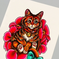 Татуировка на тело цветная "Котик с бубенцом" 26,1х14,6 см Татуировка на тело цветная "Котик с бубенцом" 26,1х14,6 см