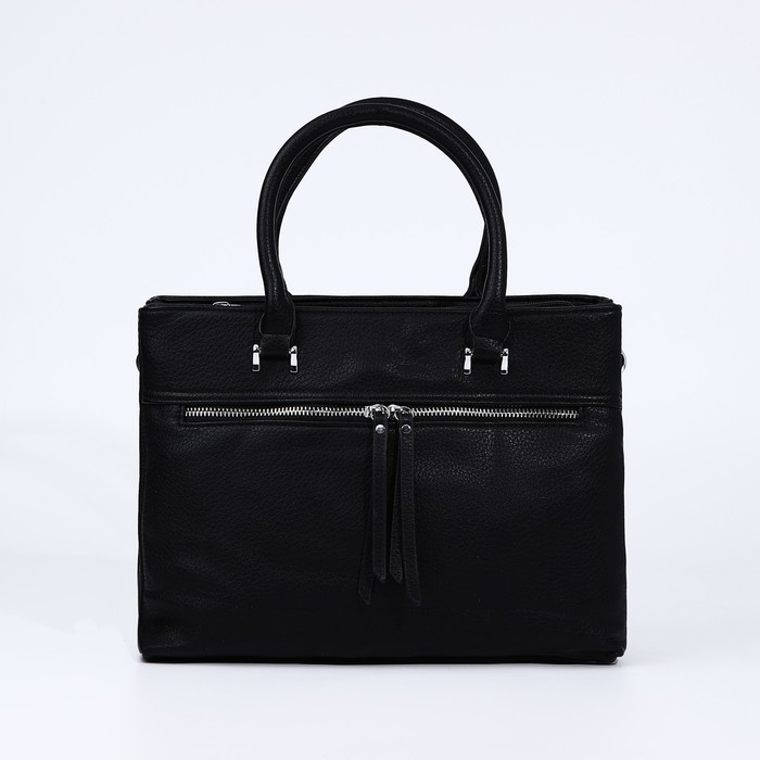 Сумка-тоут на молнии, 2 наружных кармана, цвет чёрный Сумка-тоут на молнии, 2 наружных кармана, цвет чёрный