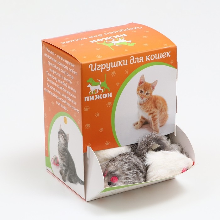 Мышь из натурального меха, 7,5 см, микс белая/серая, фасовка 30 шт Мышь из натурального меха, 7,5 см, микс белая/серая, фасовка 30 шт