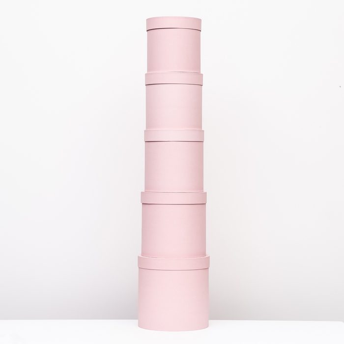 Набор круглых коробок 5 в 1 Набор круглых коробок 5 в 1 "Краски", пыльная роза, 25 х 25 х 25 - 19 х 19 х 19 см