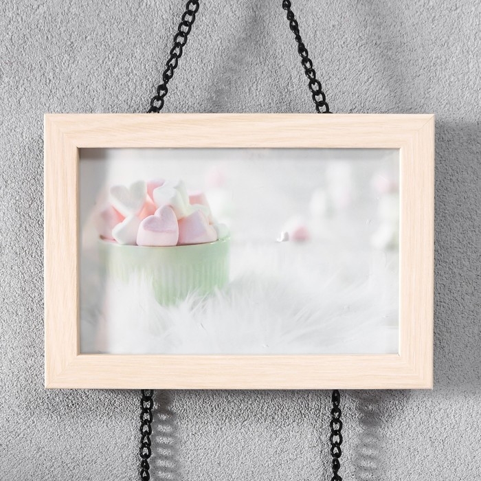 Фоторамка двойная МДФ подвесная на цепочке "FAMILY" 10х15 см