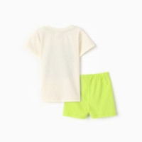 Комплект для мальчика (футболка/шорты), цвет молочный/салатовый, рост 92 см Комплект для мальчика (футболка/шорты), цвет молочный/салатовый, рост 92 см