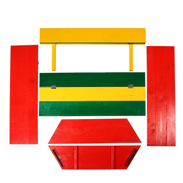 Песочница деревянная, с крышкой, 130 &times; 130 &times; 35 см, сосна, крашеная