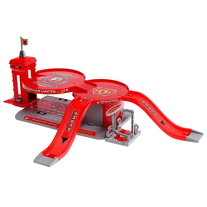 Парковка &laquo;Пожарная часть&raquo;, с 2 металлическими машинами