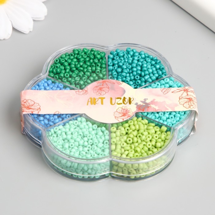 Бисер стекло 12/0 в цветке Бисер стекло 12/0 в цветке "Цвета леса" цветной 7 цветов х 8 гр 8,2х8,2х2 см