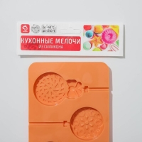 Форма для леденцов Доляна &laquo;Улыбка&raquo;, силикон, 25&times;9,5 см, 5 ячеек, с палочками, цвет МИКС