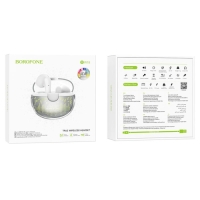 Наушники беспроводные Borofone BW15, вкладыши, TWS, микрофон, BT5.3, 30/250 мАч, белые Наушники беспроводные Borofone BW15, вкладыши, TWS, микрофон, BT5.3, 30/250 мАч, белые