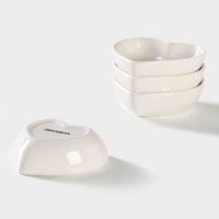 Набор соусников керамических Доляна &laquo;Сердце&raquo;, 12,5&times;11,5 см, 4 предмета: 50 мл, цвет белый