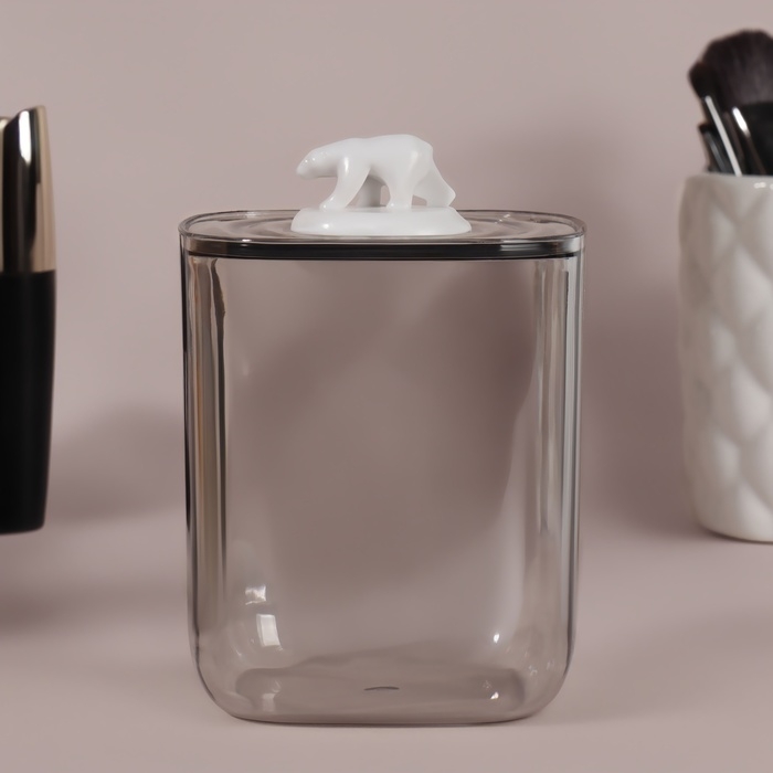 Органайзер для хранения &laquo;Медведь&raquo;, с крышкой, 9 &times; 9 &times; 13,5 см, цвет прозрачный