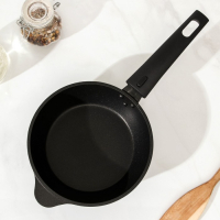 Сковорода &laquo;Уля&raquo;, d=16 см, съёмная ручка, антипригарное покрытие, цвет черный металик