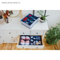 Органайзер для хранения белья Доляна &laquo;Волна&raquo;, 18 ячеек, 35&times;30&times;12 см, цвет синий