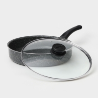 Сотейник Granit, d=28 см, с антипригарным покрытием, стеклянная крышка, цвет серый Сотейник Granit, d=28 см, с антипригарным покрытием, стеклянная крышка, цвет серый