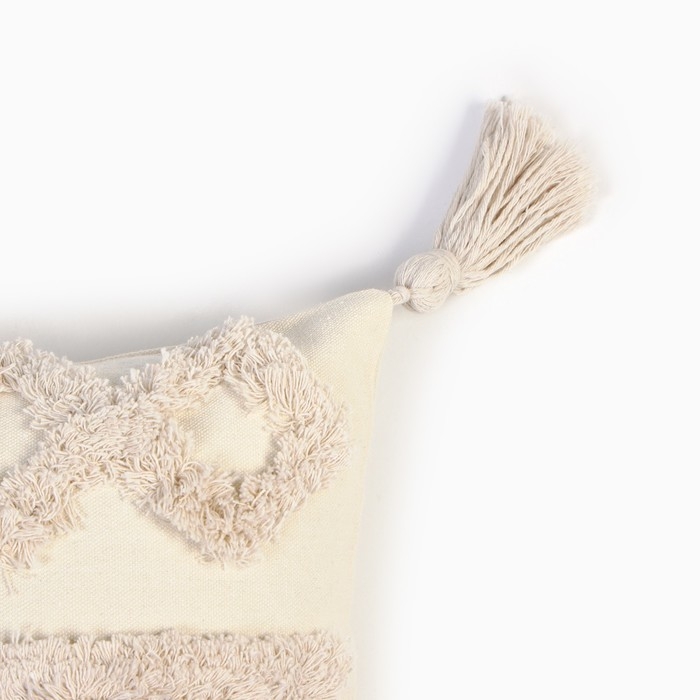 Наволочка декоративная &laquo;Этель&raquo; Бохо, 45х45 см, цвет молочный, 100% хлопок