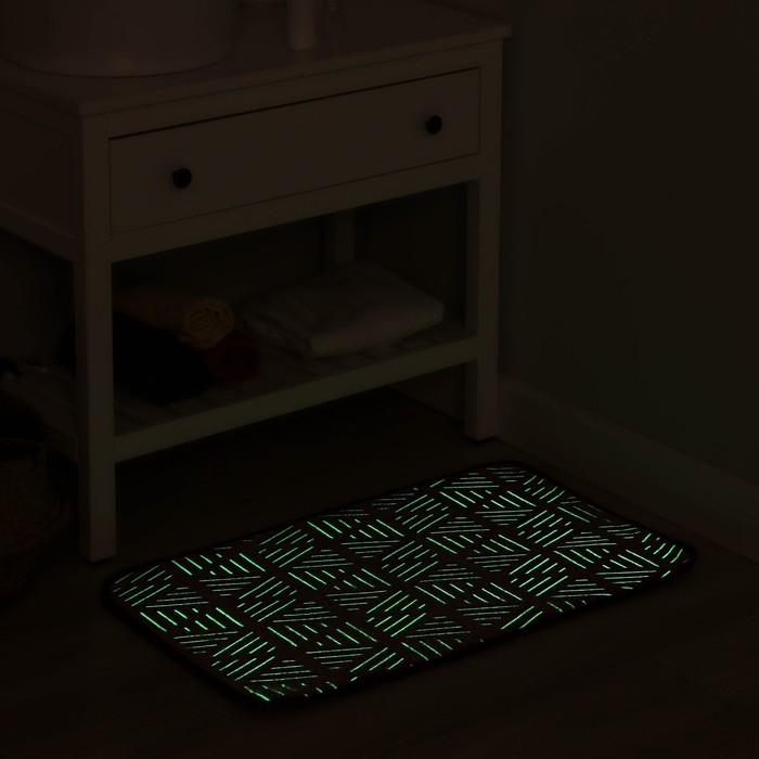 Коврик для ванной светящийся в темноте &laquo;Светящиеся грани&raquo;, 50&times;80 см, цвет бордовый